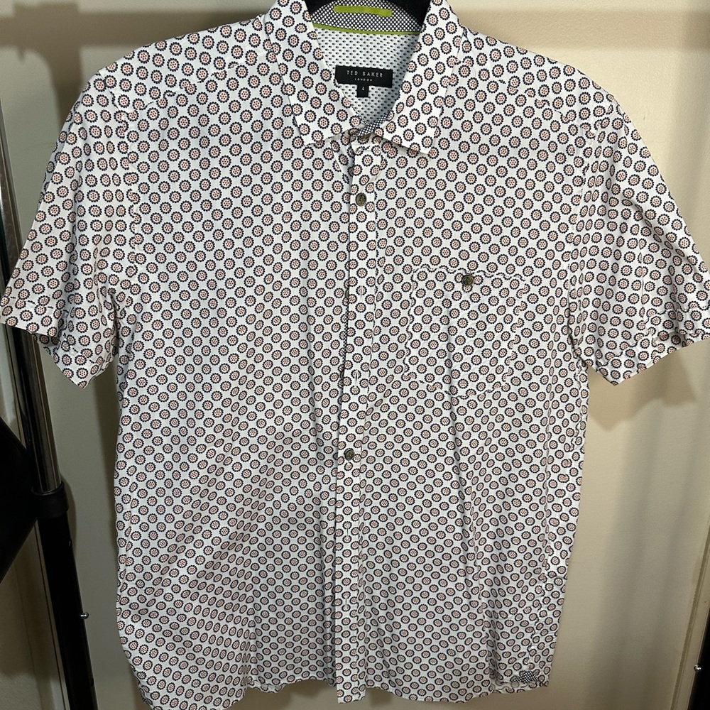 Ted Baker Men's Geometric Button Down Shirt - White and Black